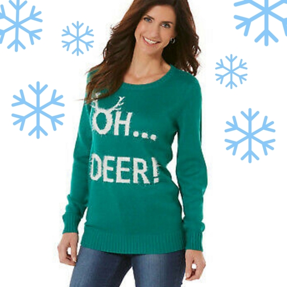 Laura Scott Christmas Oh Deer Holiday Sweater - Picture 2 of 4